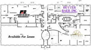 Detailed office floor plan with measurements and room labels